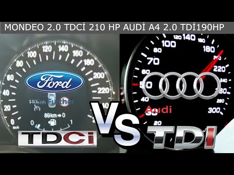 Ford Mondeo 2.0 TDCİ 210 HP VS AUDİ A4 quattro 2.0 TDİ 190 HP 50 -200 acceleration