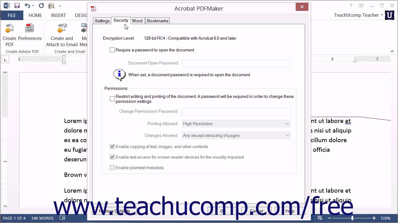 PDF Preferences in Excel, PowerPoint, and Word - Adobe Acrobat XI Training Tutorial Course