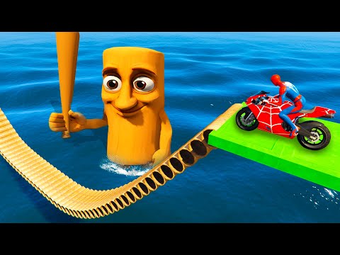 SPIDER-MAN against TUNG TUNG TUNG SAHUR on Motorcycle in RAINBOW SPIDERS BRIDGE | GTA MULTIVERSE