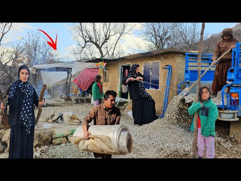 Hard nomadic life in winter. Zagros | Building a traditional kitchen with a nomadic family💪🔥
