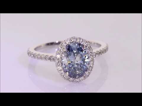 2.10 ctw Lab Grown Diamond Engagement Ring - Oval Cut Fancy Deep Blue | BigDiamondsUSA