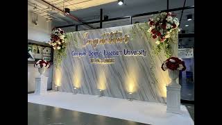ซุ้มดอกไม้ ฉากถ่ายรูปงานแต่ง ซุ้มแต่งงาน พิธีรดน้ำสังข์ พานขันหมาก ขันหมาก ชุดตั่งรดน้ำสังข์สีขาว