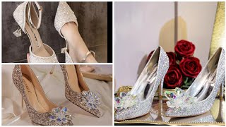 escarpins brillants pour femmes, à talons hauts en cristal 2022.جديد أحذية العرائس والمناسبات