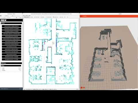 AGV/AMR demo app simulation - REX system controls and navigates CART2 mobile robot in simulation