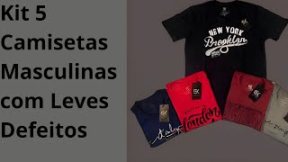 Kit 5 Camisetas Masculinas com Leves Defeitos.