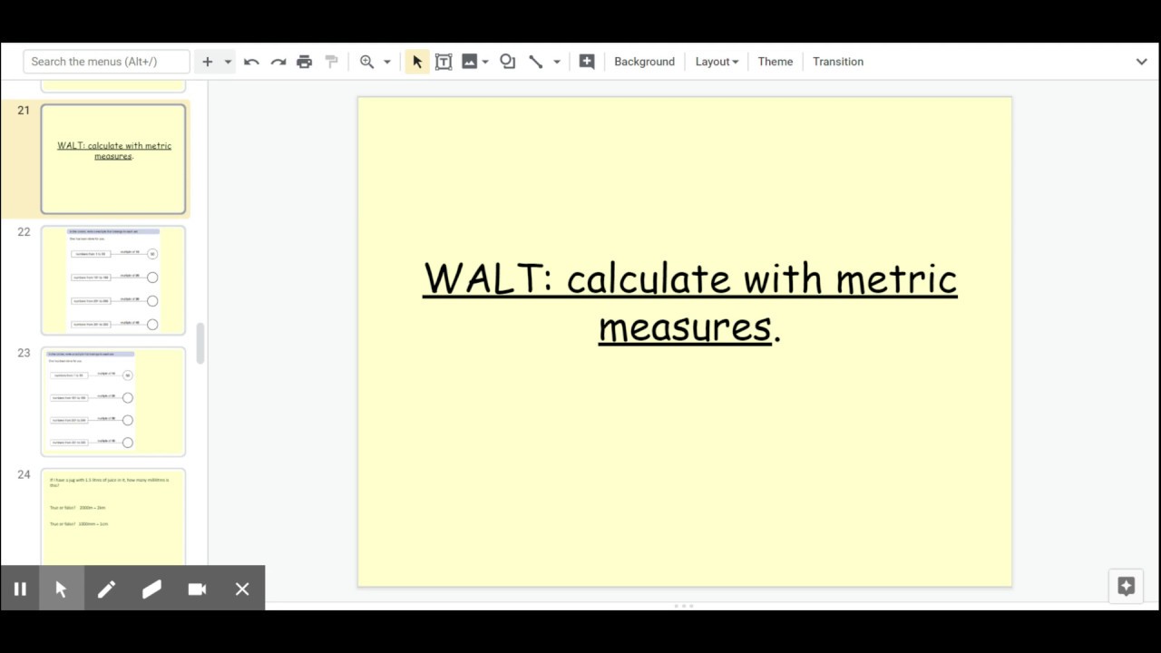 Wednesday - week 4 - calculate with metric measures.pptx - Google Slides (part 1)