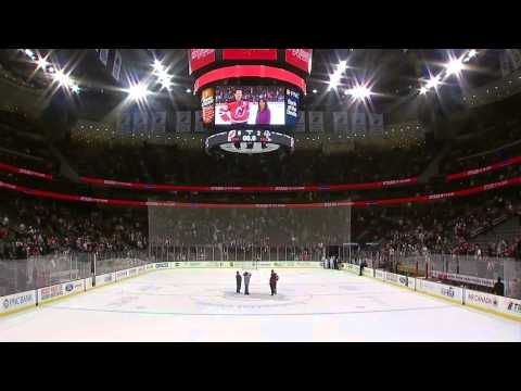 Patrik Elias Goal & Interview (1,000th Career NHL Game)