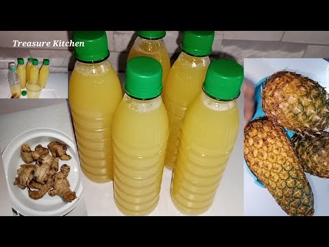 How To Make Pineapple And Ginger Juice At Home | Homemade Pineapple Juice. Very Refreshing