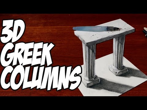 How to Draw 3D Greek Columns - 3D Drawing