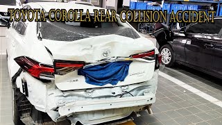 Download the video "Toyota Corolla rear-end accident repair"
