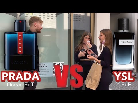 YSL Yves Saint Laurent Y EdP vs Prada Luna Rossa Ocean EdT | fragrance street test | girls reaction