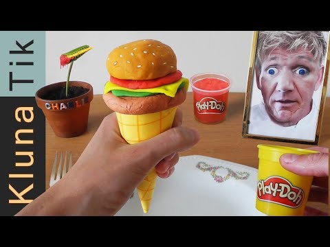 Eating a CLAY ICECREAM BURGER with GORDON RAMSAY! Kluna Tik Dinner #86 | ASMR eating sounds no talk