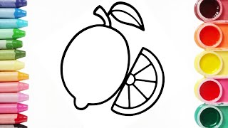 Lemon Drawing and Coloring for Preschoolers - Learn Colors, Draw Fruits Step by Step | 子供向けお絵かき