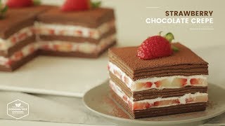 딸기 초코 크레이프 케이크 만들기 : Strawberry Chocolate Crepe Cake Recipe | Cooking tree