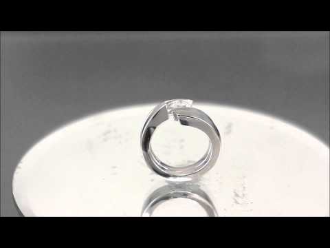 14K WHITE GOLD PRINCESS CUT DIAMOND ENGAGEMENT RING AND BAND TENSION SET 0.75CTW - KNR INC - 736 1