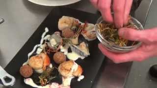 preview picture of video 'Royal An Lochan make pan-fried Loch Fyne scallops with smoked mussels & crispy crab balls'