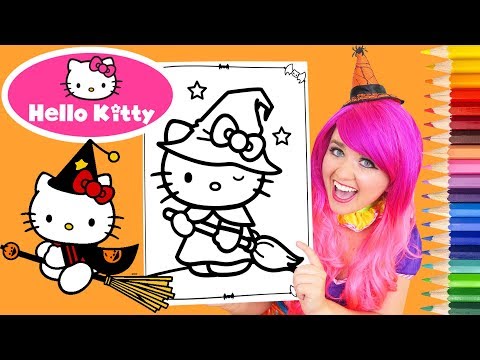 Coloring Hello Kitty Halloween Coloring Book Page Prismacolor Colored Pencil | KiMMi THE CLOWN Video