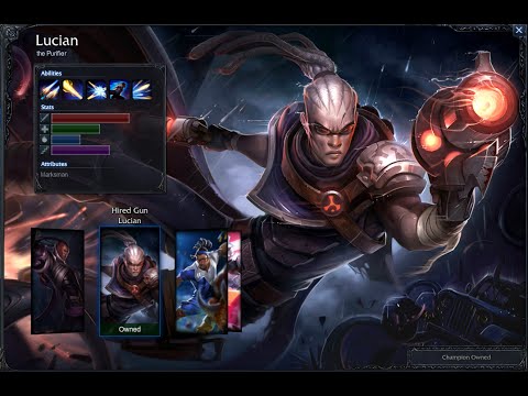 Hired Gun Lucian Skin Spotlight Gameplay 1080p HD