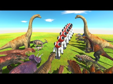 Growing Rainbow Friend Red VS ALL Dinosaurs - Animal Revolt Battle Simulator