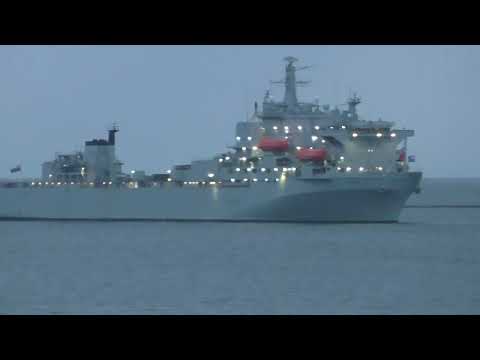 RFA Argus A135 Videoed From MV Armorique, Plymouth, England 9th September 2022