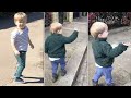 'Good morning' Adorable video shows friendly toddler greeting imaginary people on his daily walk