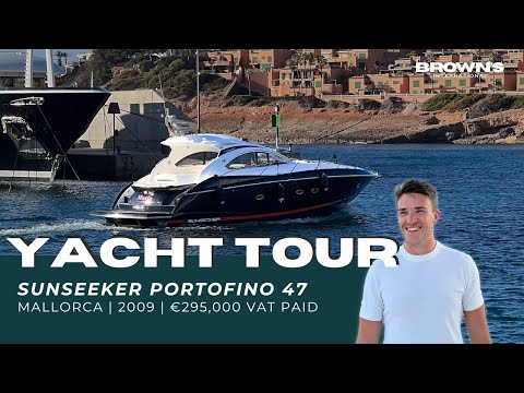 Yacht Tour of stunning black Sunseeker Portofino 47 MARLU!