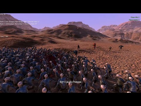 7 Superheroes vs Orcs army (1 round battle) (088) in Ultimate Epic Battle Simulator