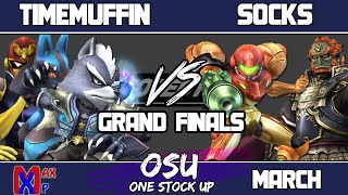 OSU 3/15 - Time Muffin (Wolf, C.Falcon, Lucario) vs Socks (Samus) - Project M Grand Finals