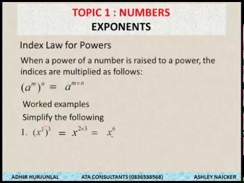 TOPIC 1 LESSON 5 NUMBERS EXPONENTS PART 2