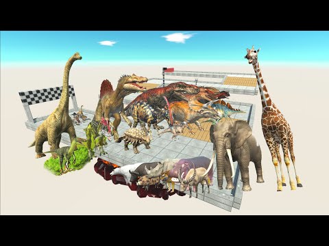 Animal vs. Dinosaurs Speed Race Run Spike Challenge Course! from Animal Revolt Battle Simulator