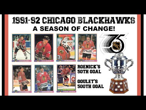 1991-92 Chicago Blackhawks HEROES: ROENICK, LARMER, CHELIOS, BELFOUR - NHL's 75th Anniversary Season