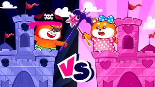 Pink VS Black Castle 🏰🏤 Funny Kids Songs And