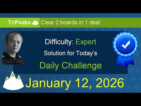Microsoft Solitaire Collection: TriPeaks - Expert - January 12, 2026