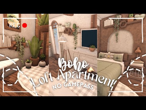 [ roblox bloxburg ] 🌿 no gamepass boho loft apartment ꒰ full build & tour ꒱ - itapixca builds