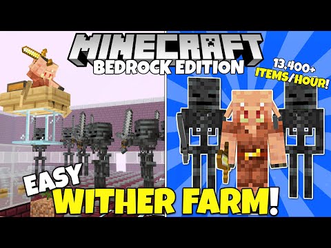 Minecraft Bedrock: Easy WITHER SKELETON Farm Tutorial! 13,400+ Items/Hour!
