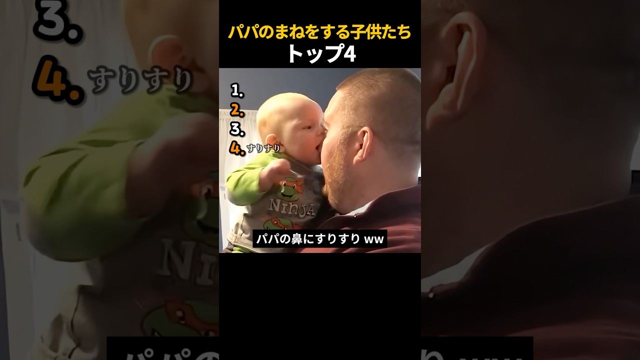 パパのまねをする子供たち