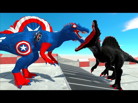 DARK T REX vs SUPERMAN T REX DEATH CLIMB   Animal Revolt Battle Simulator