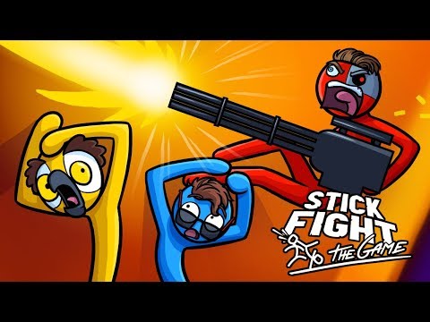 I CAN'T HANDLE THE POWER OF THE MINI GUN! (Stick Fight Funny Moments)