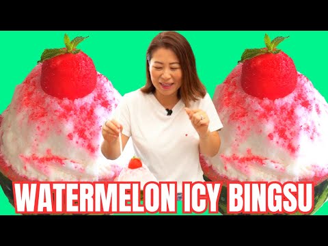 How to Make Shaved Ice (Bingsu) with NO MACHINE: Korean 🍉 Watermelon Bingsu 빙수기 없이 수박빙수 만들기