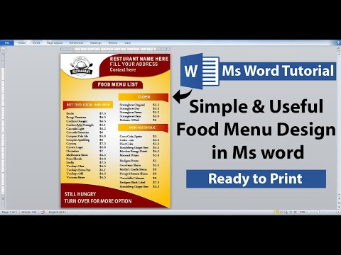 image-Is there a menu template on Word?