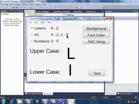 Visual Basic 2010 Express Tutorial 27 - Wrap Up - SpeakABcs 11/11