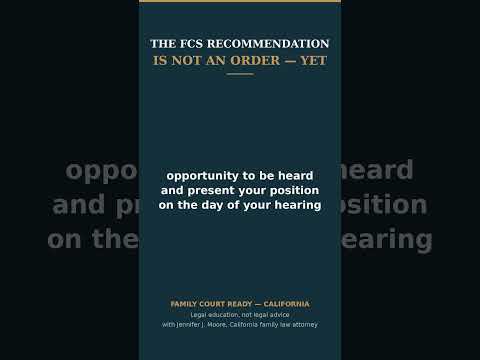 The FCS Recommendation Is NOT an Order — Yet