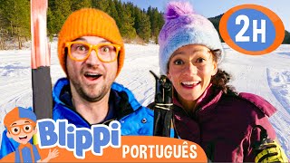 Blippi e Meekah Vão Esquiar! | 2 HORAS DO BLIPPI BRASIL! | Vídeos Educativos para Crianças