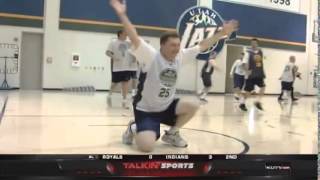 KUTV SPORTS ANCHOR TAKES A SPILL AT JAZZ WORKOUT