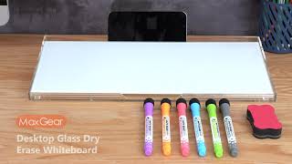 MaxGear Glass Desktop Whiteboard Acrylic Dry Erase Board