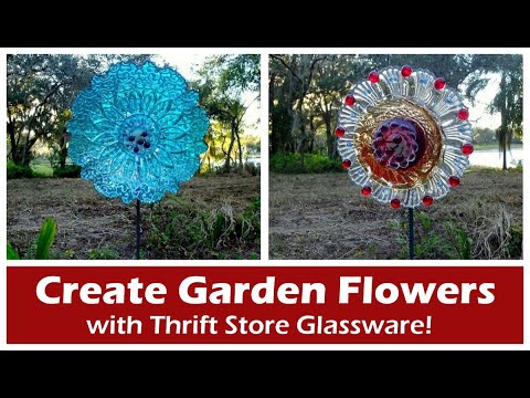 , title : 'Create DIY Glass Garden Flowers with Thrift Store Glassware! #upcycling  #gardendecor'