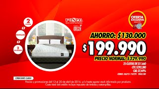abcdin - Box Spring Rosen Ergo-T 2 Plazas Base Normal + Respaldo  + 2 Veladores