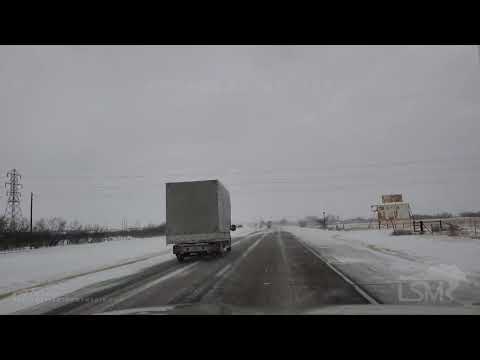 02-14-2021 Quanah, TX - 18-Wheeler Lost Control in Blowing Snow - Crosses Median