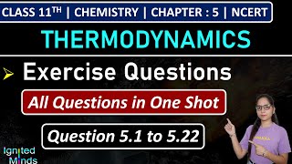 Class 11th Chemistry Chapter 5 | Exercise Questions (5.1 to 5.22) | Thermodynamics | NCERT