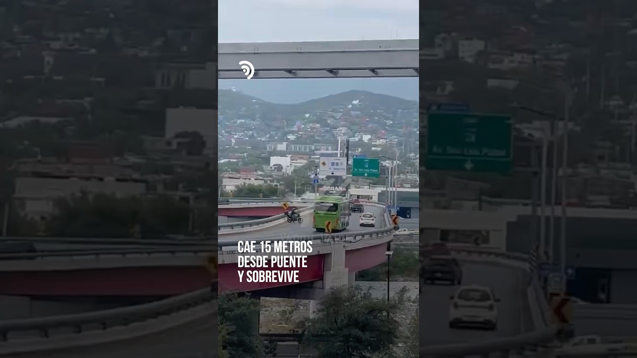 Cae 15 metros y sobrevive en Monterrey 😰🏍️